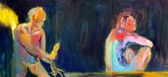 Treiben aus dem Paradies_240x110cm_Oil_on_Trevira_Juni_2013
